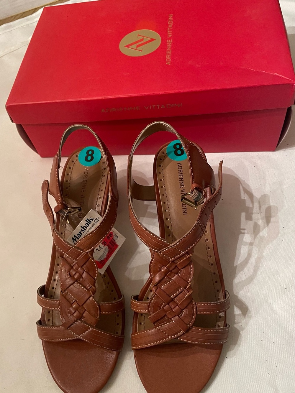 Adrienne Vittadini Brown Woven Slingback Sandals